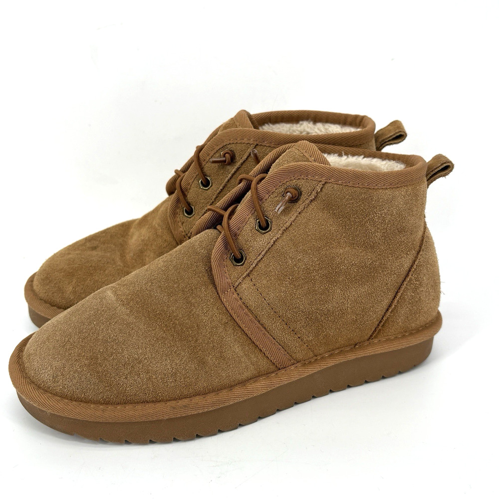 ASPEN HARPER Shearling Boots Womens 7.5 Tan Suede Lined‎ Water Repellent